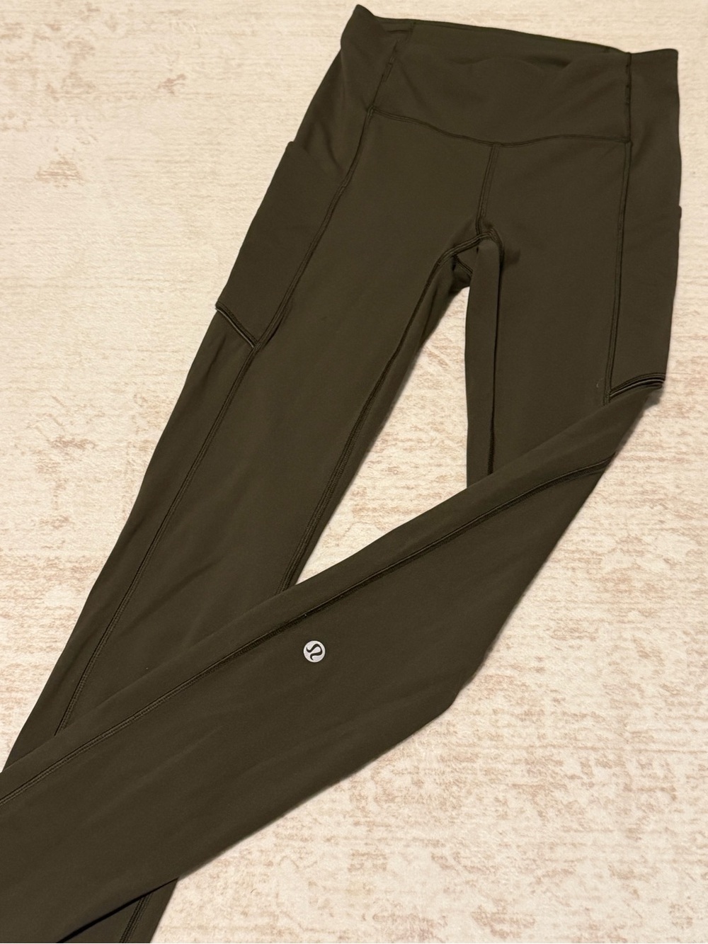 lululemon athletica Olive Green Leggings with Branded Zip Pull